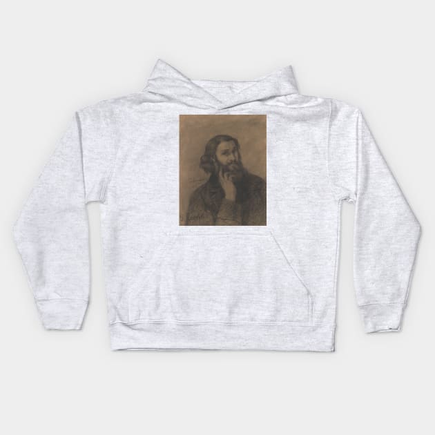 Self-Portrait by Gustave Courbet Kids Hoodie by Classic Art Stall